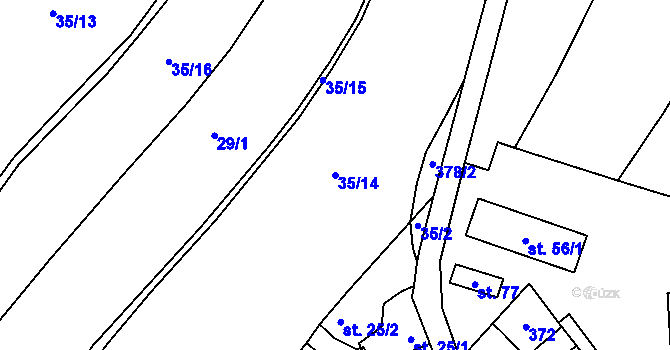 Parcela st. 35/14 v KÚ Záhoří, Katastrální mapa