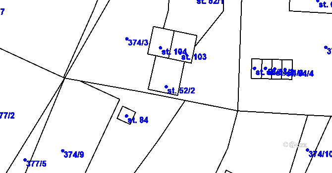Parcela st. 52/2 v KÚ Záhoří, Katastrální mapa