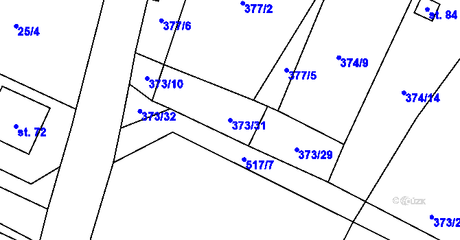 Parcela st. 373/31 v KÚ Záhoří, Katastrální mapa