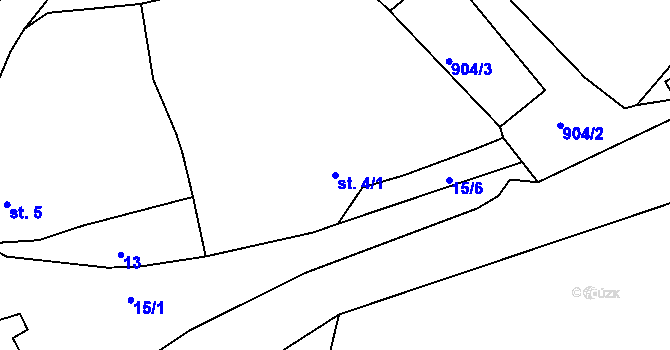 Parcela st. 4/1 v KÚ Plešnice, Katastrální mapa