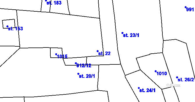 Parcela st. 22 v KÚ Plešnice, Katastrální mapa