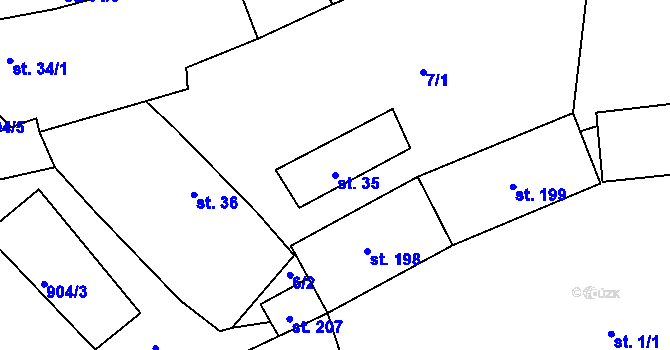 Parcela st. 35 v KÚ Plešnice, Katastrální mapa