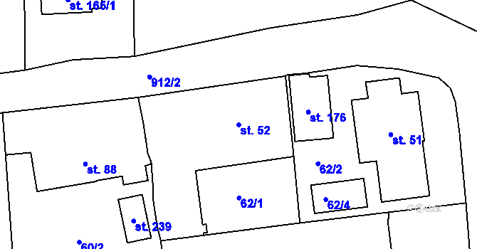 Parcela st. 52 v KÚ Plešnice, Katastrální mapa