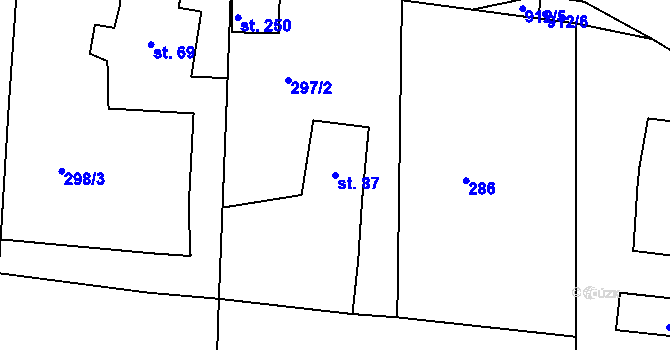 Parcela st. 87 v KÚ Plešnice, Katastrální mapa