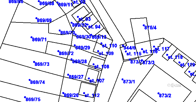 Parcela st. 109 v KÚ Plešnice, Katastrální mapa