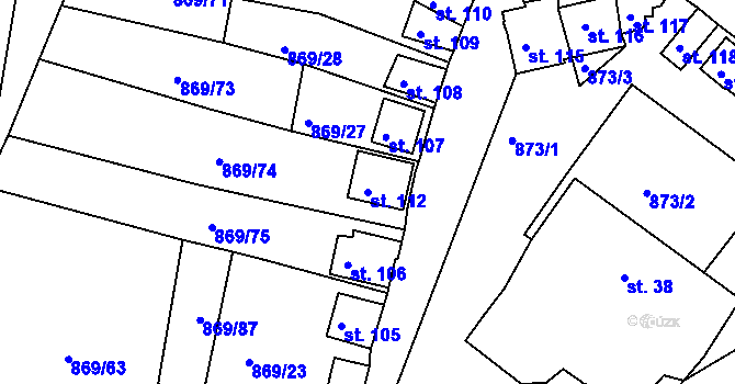 Parcela st. 112 v KÚ Plešnice, Katastrální mapa