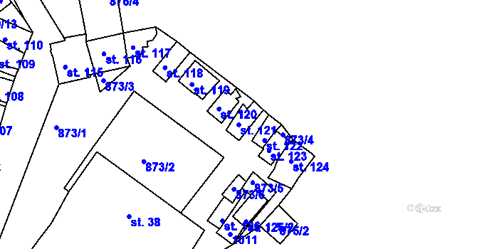 Parcela st. 121 v KÚ Plešnice, Katastrální mapa