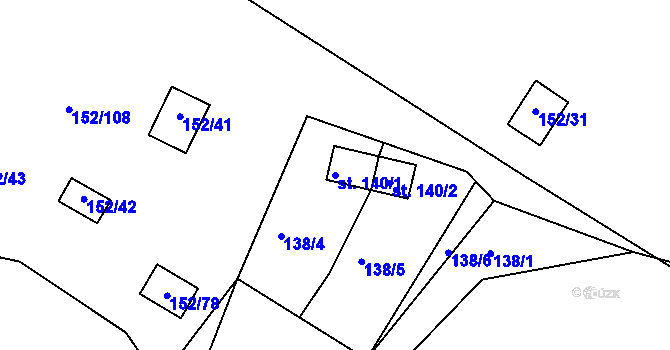 Parcela st. 140/1 v KÚ Plešnice, Katastrální mapa