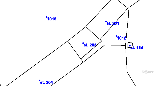 Parcela st. 202 v KÚ Plešnice, Katastrální mapa