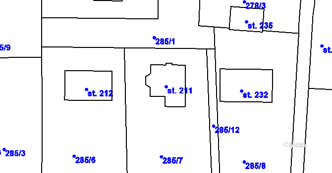 Parcela st. 211 v KÚ Plešnice, Katastrální mapa
