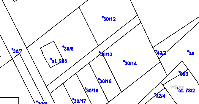 Parcela st. 30/13 v KÚ Plešnice, Katastrální mapa