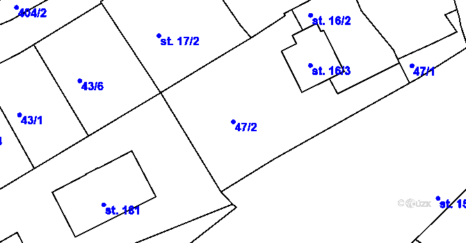 Parcela st. 47/2 v KÚ Plešnice, Katastrální mapa