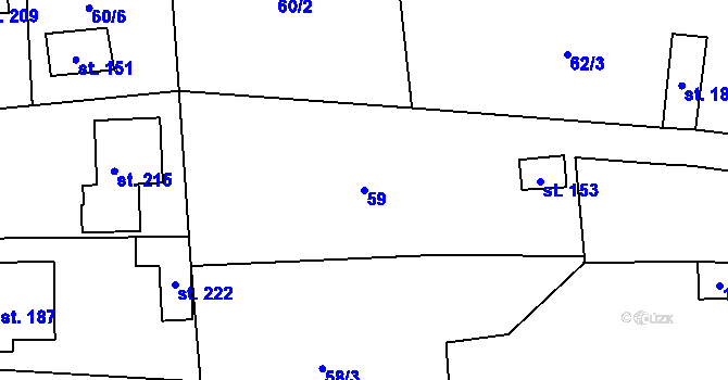 Parcela st. 59 v KÚ Plešnice, Katastrální mapa