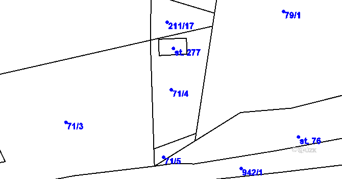 Parcela st. 71/4 v KÚ Plešnice, Katastrální mapa