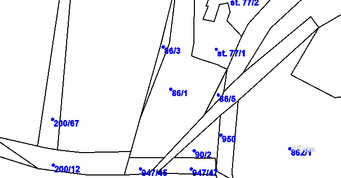 Parcela st. 86/1 v KÚ Plešnice, Katastrální mapa