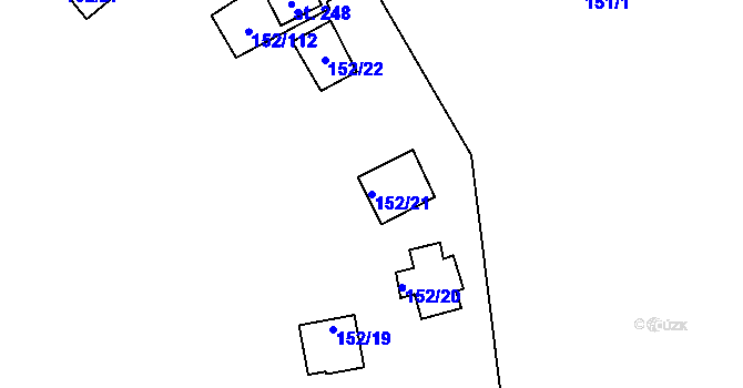 Parcela st. 152/21 v KÚ Plešnice, Katastrální mapa