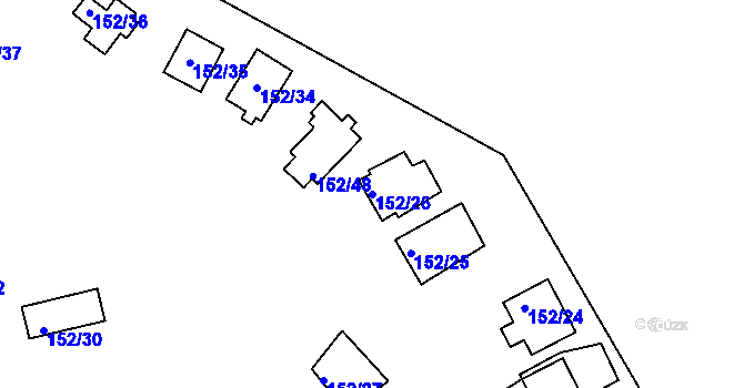 Parcela st. 152/26 v KÚ Plešnice, Katastrální mapa