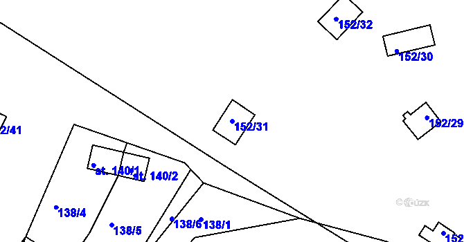 Parcela st. 152/31 v KÚ Plešnice, Katastrální mapa