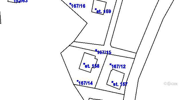 Parcela st. 167/15 v KÚ Plešnice, Katastrální mapa