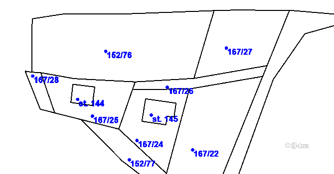 Parcela st. 167/26 v KÚ Plešnice, Katastrální mapa