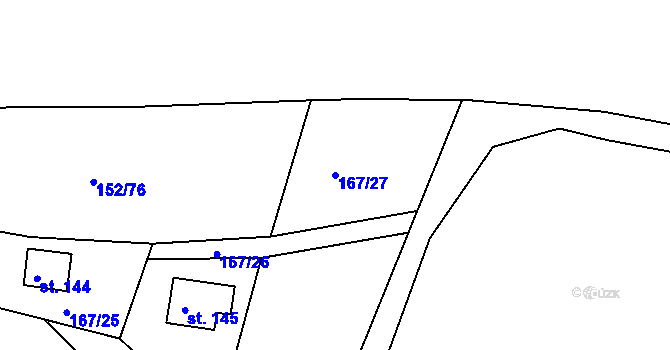 Parcela st. 167/27 v KÚ Plešnice, Katastrální mapa