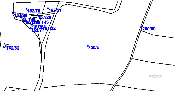 Parcela st. 200/4 v KÚ Plešnice, Katastrální mapa