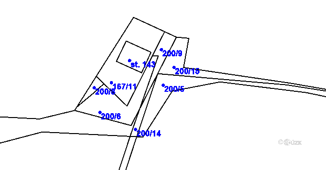 Parcela st. 200/5 v KÚ Plešnice, Katastrální mapa