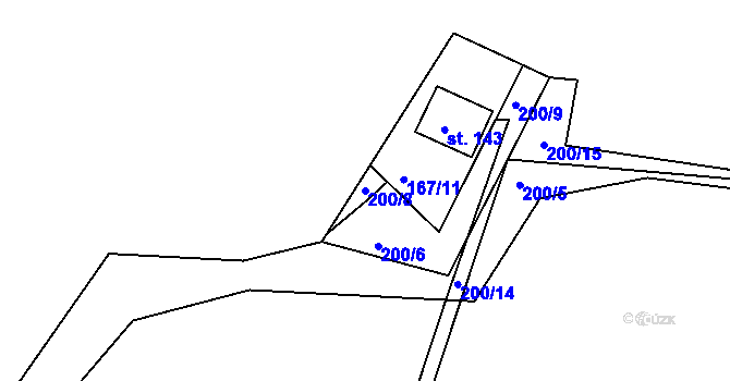 Parcela st. 200/8 v KÚ Plešnice, Katastrální mapa