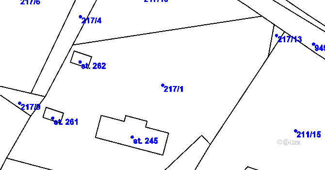 Parcela st. 217/1 v KÚ Plešnice, Katastrální mapa