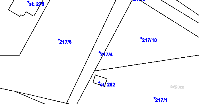 Parcela st. 217/4 v KÚ Plešnice, Katastrální mapa