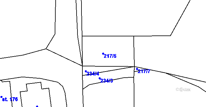 Parcela st. 217/5 v KÚ Plešnice, Katastrální mapa