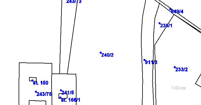 Parcela st. 240/2 v KÚ Plešnice, Katastrální mapa