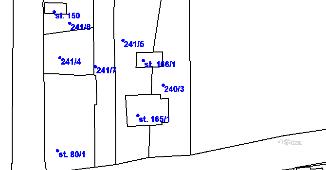 Parcela st. 240/3 v KÚ Plešnice, Katastrální mapa