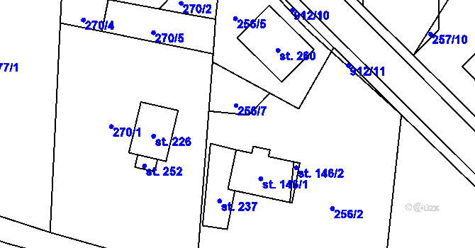 Parcela st. 256/3 v KÚ Plešnice, Katastrální mapa