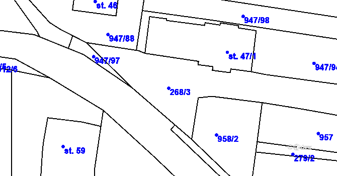 Parcela st. 268/3 v KÚ Plešnice, Katastrální mapa