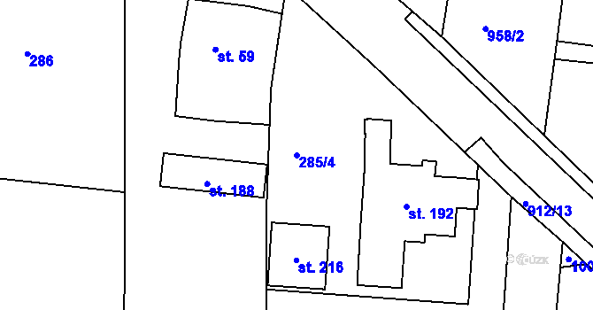 Parcela st. 285/4 v KÚ Plešnice, Katastrální mapa