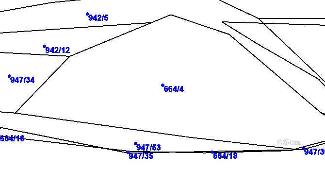 Parcela st. 664/4 v KÚ Plešnice, Katastrální mapa