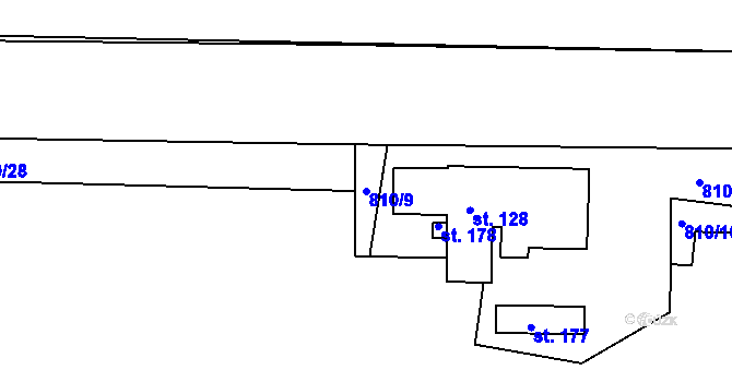 Parcela st. 810/9 v KÚ Plešnice, Katastrální mapa