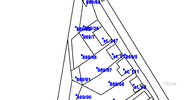 Parcela st. 869/8 v KÚ Plešnice, Katastrální mapa