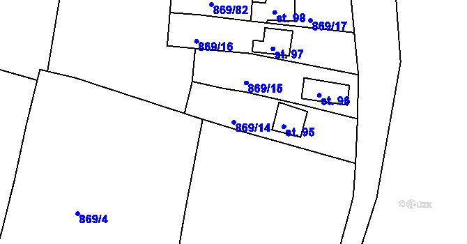 Parcela st. 869/14 v KÚ Plešnice, Katastrální mapa