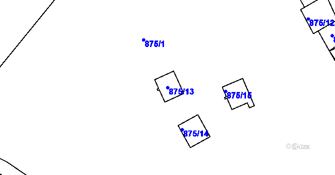 Parcela st. 875/13 v KÚ Plešnice, Katastrální mapa