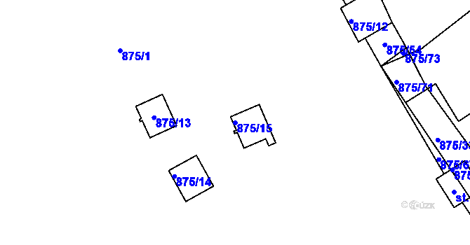 Parcela st. 875/15 v KÚ Plešnice, Katastrální mapa