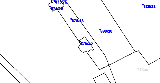 Parcela st. 875/20 v KÚ Plešnice, Katastrální mapa