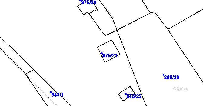 Parcela st. 875/21 v KÚ Plešnice, Katastrální mapa