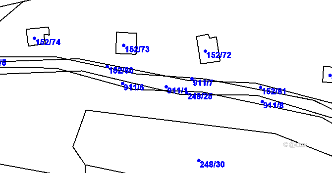 Parcela st. 911/1 v KÚ Plešnice, Katastrální mapa