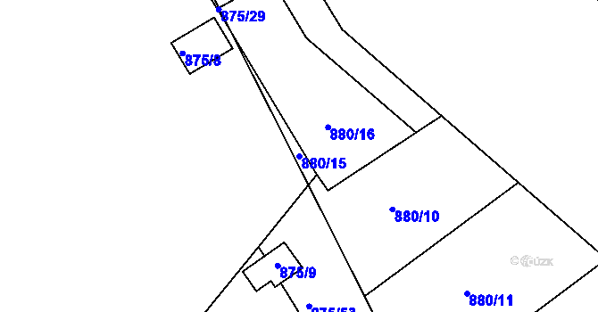 Parcela st. 880/15 v KÚ Plešnice, Katastrální mapa