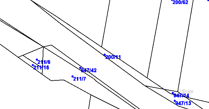 Parcela st. 200/11 v KÚ Plešnice, Katastrální mapa