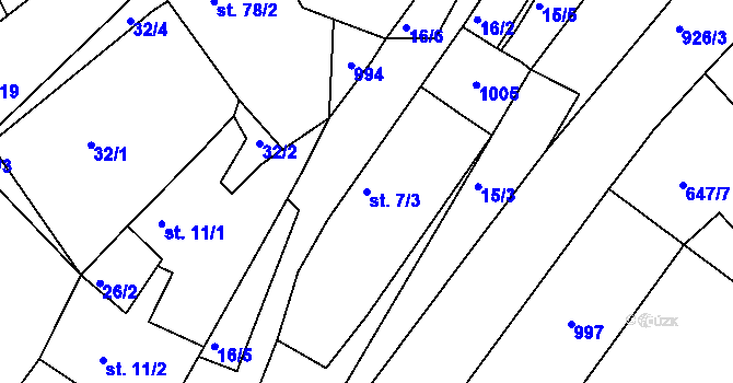 Parcela st. 7/3 v KÚ Plešnice, Katastrální mapa