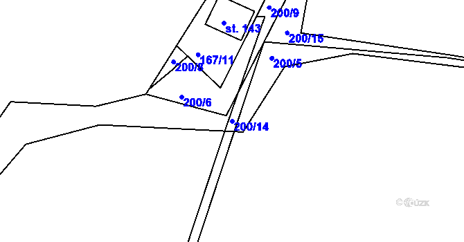 Parcela st. 200/14 v KÚ Plešnice, Katastrální mapa