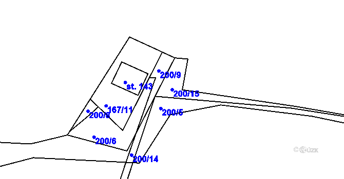 Parcela st. 200/15 v KÚ Plešnice, Katastrální mapa